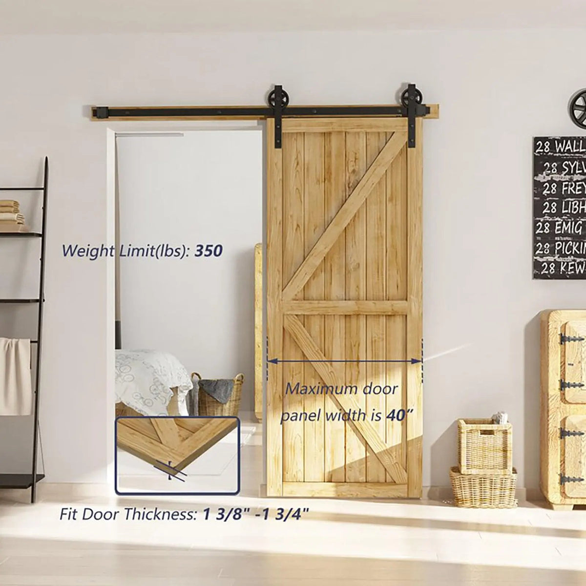 Big Spoke Wheel Roller Sliding Barn Door Hardware Kit