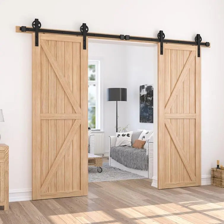 Big Spoke Wheel Roller Sliding Barn Door Hardware Kit