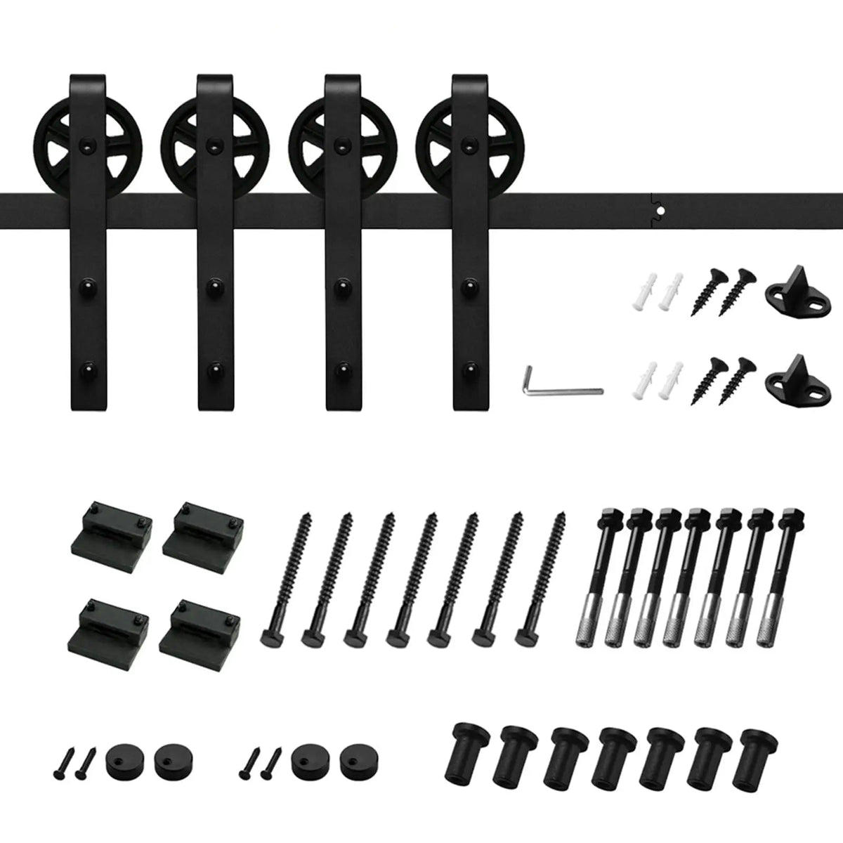 Big Spoke Wheel Roller Sliding Barn Door Hardware Kit