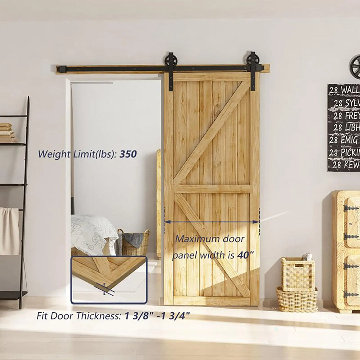 Big Spoke Wheel Roller Sliding Barn Door Hardware Kit