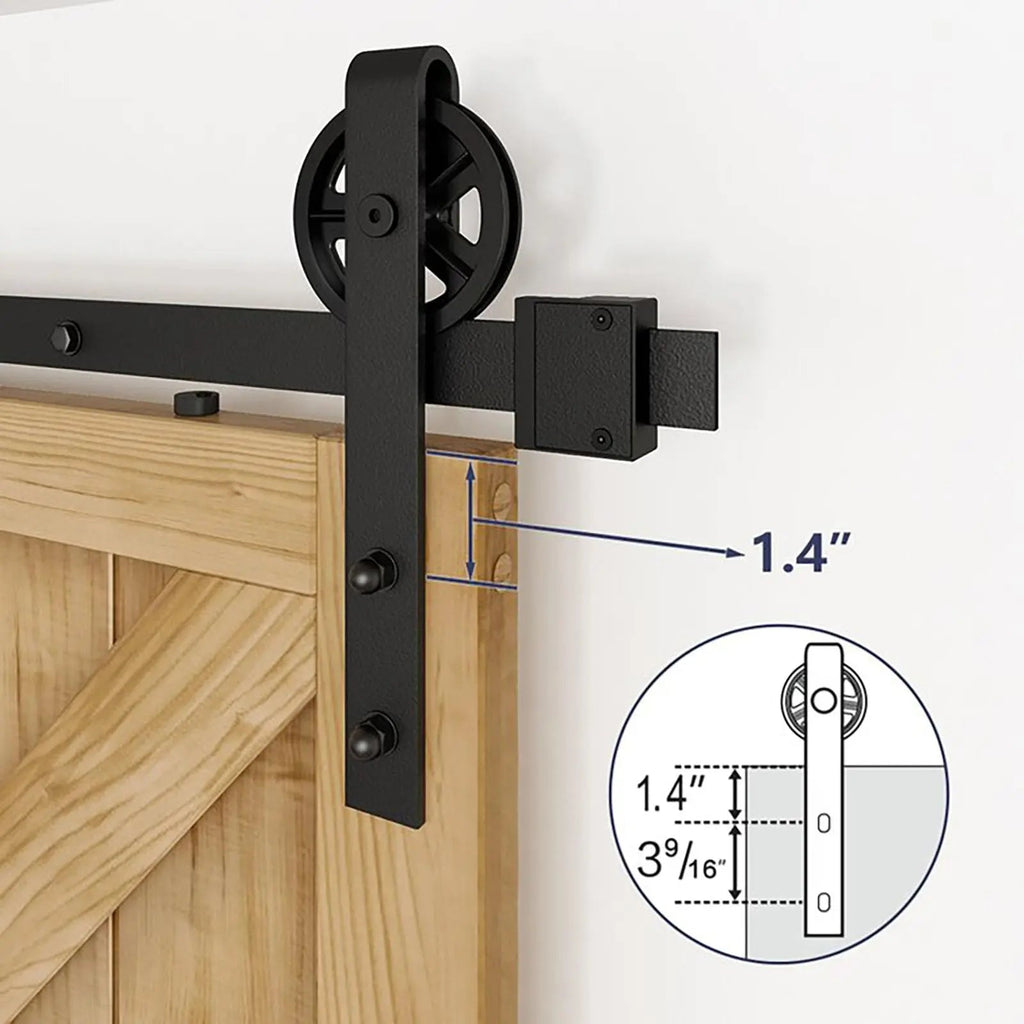 Big Spoke Wheel Roller Sliding Barn Door Hardware Kit