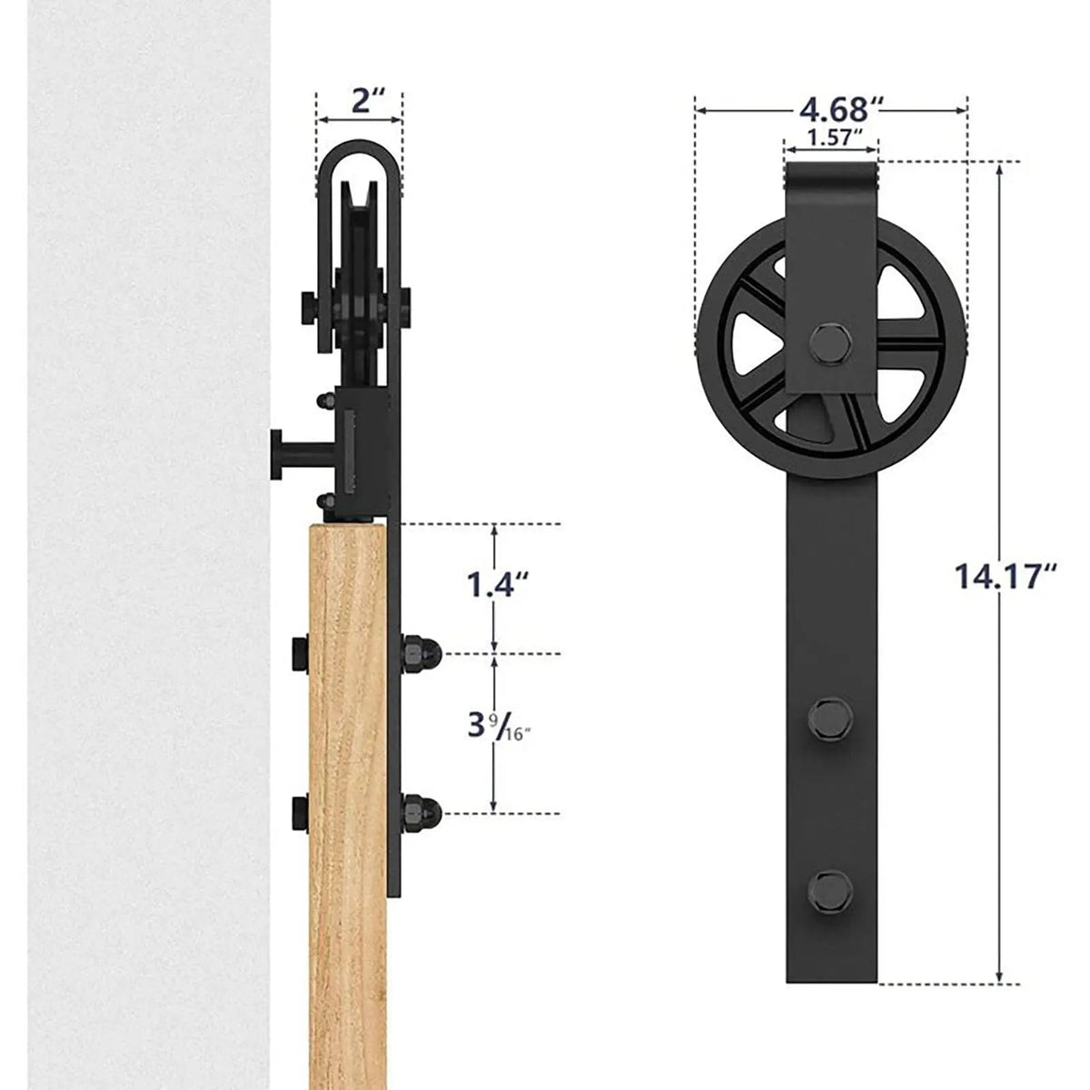 Big Spoke Wheel Roller Sliding Barn Door Hardware Kit