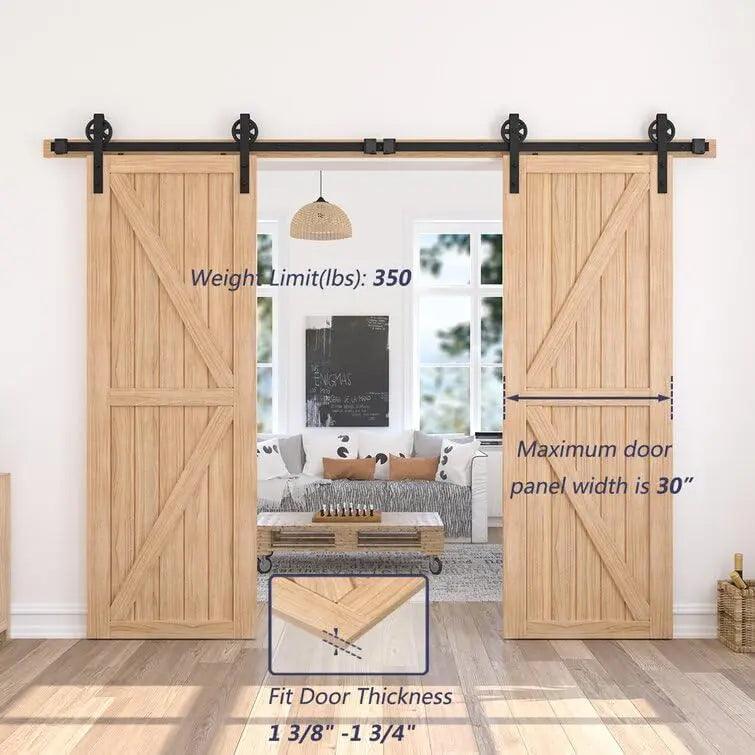Big Spoke Wheel Roller Sliding Barn Door Hardware Kit