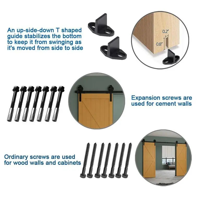 Big Spoke Wheel Roller Sliding Barn Door Hardware Kit